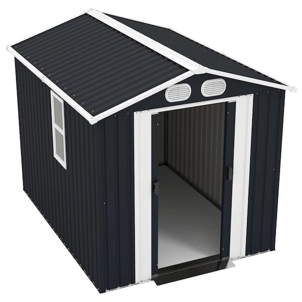 Lofka 8 ft. W x 6 ft. D Outdoor Storage Metal Shed with Double