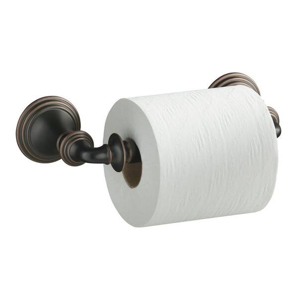 KOHLER Devonshire Wall-Mount Double Post Toilet Paper Holder in Oil-Rubbed Bronze-DISCONTINUED