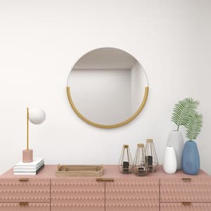 30 in. x 31 in. Round Framed Gold Wall Mirror