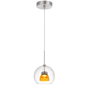 5.5 in. Integrated LED Clear Amber Clear Metal and Glass Indoor Pendant