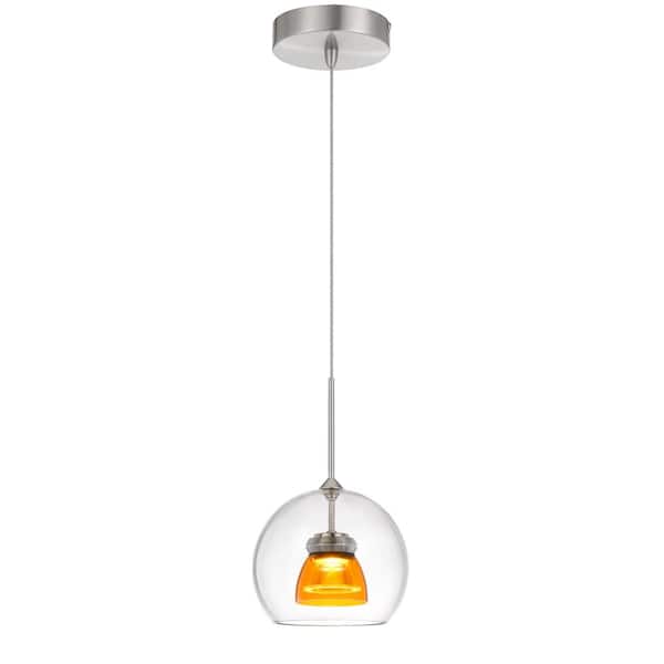 CAL Lighting 5.5 in. Integrated LED Clear Amber Clear Metal and Glass Indoor Pendant