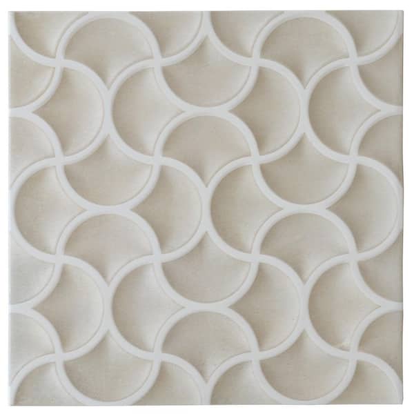Citadel 4 in. x 4 in. Matte Soft Beige Terracotta Porcelain Lattice Tile Sample (0.14 sq ft)