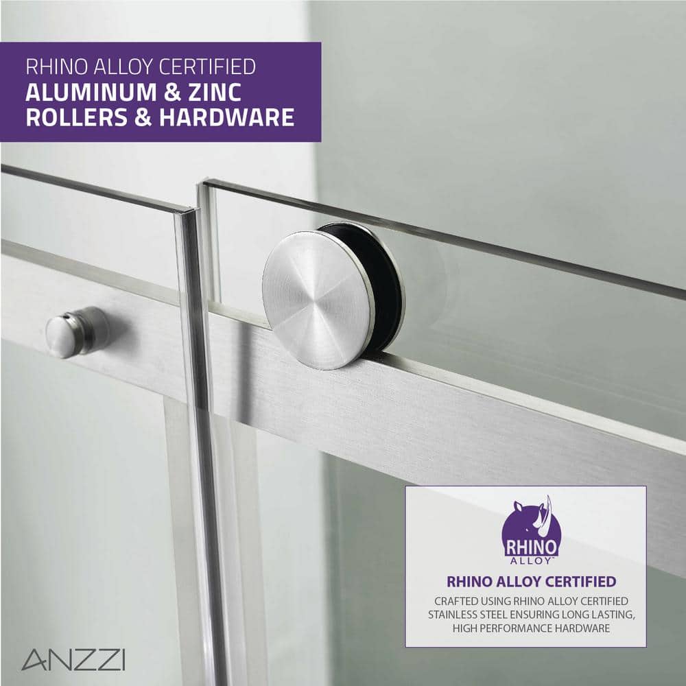 Rhodes 48 x 76 Brushed Nickel Frameless Sliding Shower Door