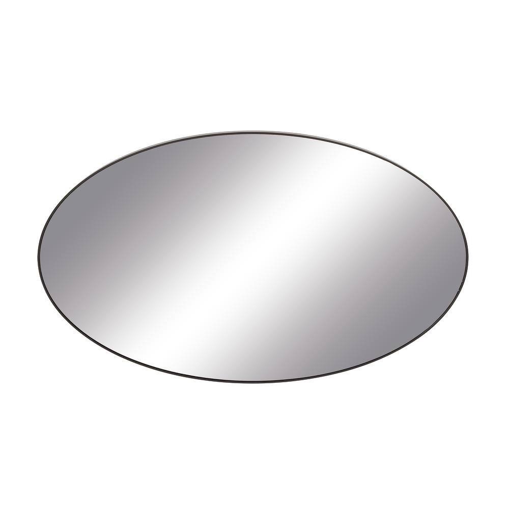 Modern Oval Black and Silver Wood Framed Dresser Mirror