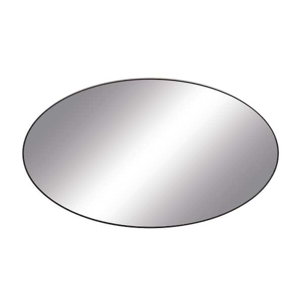 Elegant Wood Oval Wall Mirror, Black/Silver