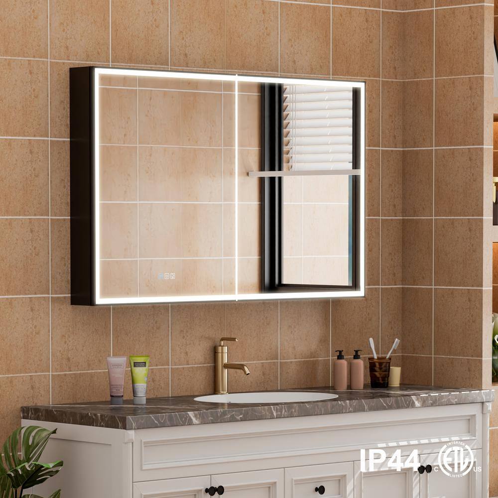 WELLFOR 48 in. W x 30 in. H Rectangular Aluminum Recessed/Surface Mount