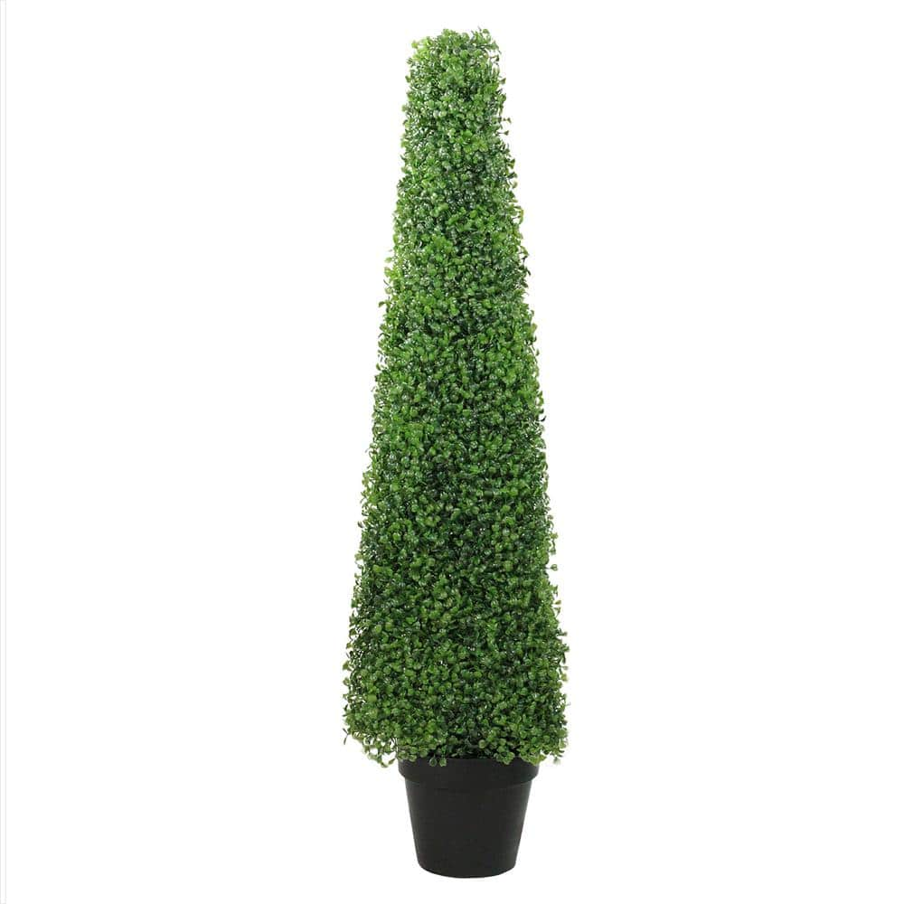 Northlight 45 in. Potted 2-Tone Green Triangular Boxwood Topiary ...