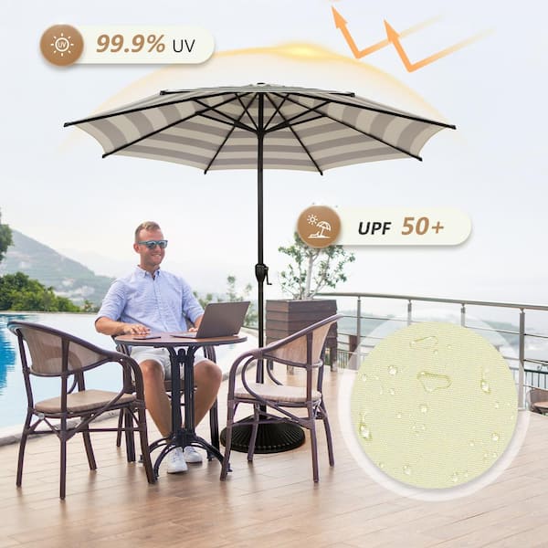 abba patio outdoor patio 9-feet aluminum market table umbrella Reviews for Abba Patio Lyon 9 ft. Steel Market Horizontal Tilt Patio  Umbrella in Stripe | Pg 1