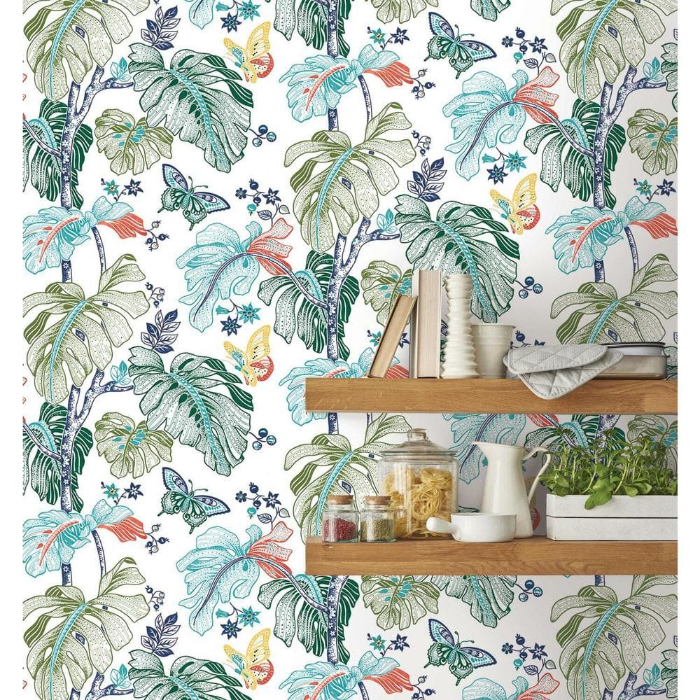 Boho Palm Tropical Multicolor Peel and Stick Wallpaper