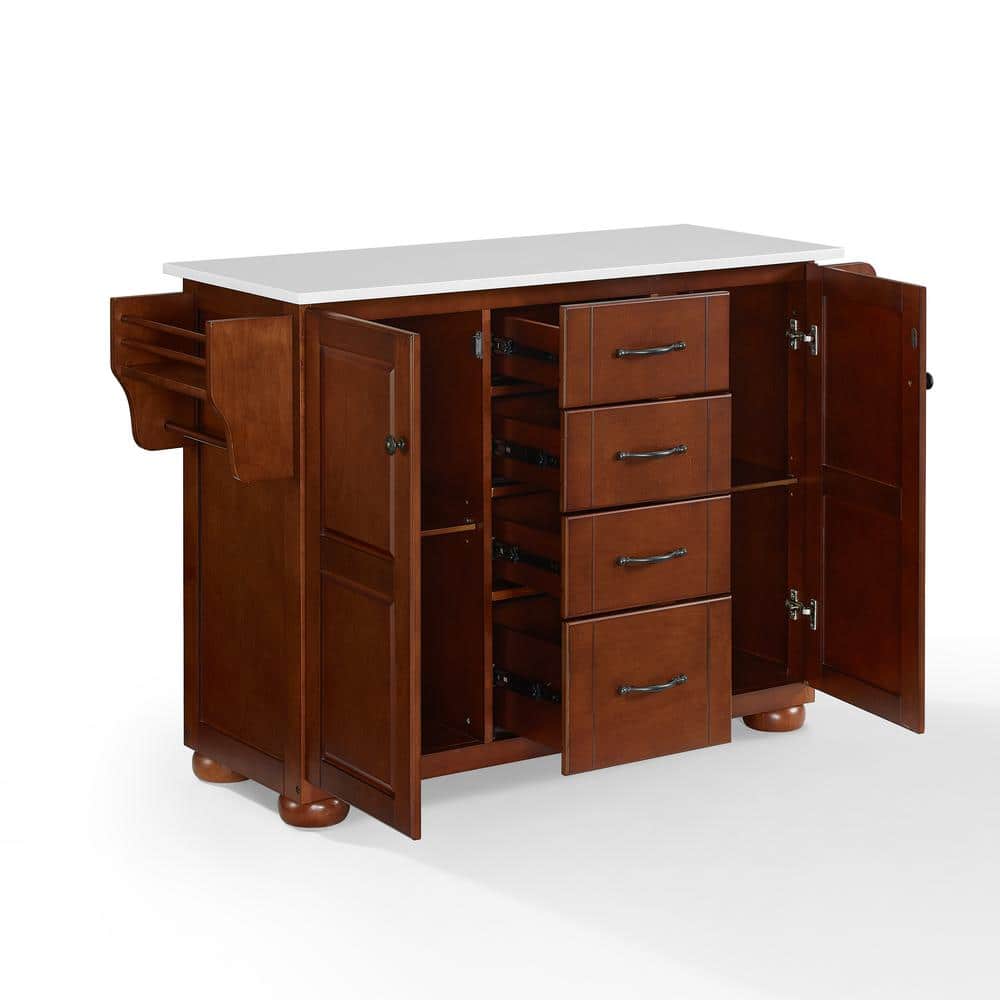 Eleanor Mahogany and White Granite Top Kitchen Island