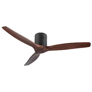 Modern Farmhouse 52 in. Low Profile Ceiling Fan with 3 Solid Wood Blades, DC Reversible Motor without Light