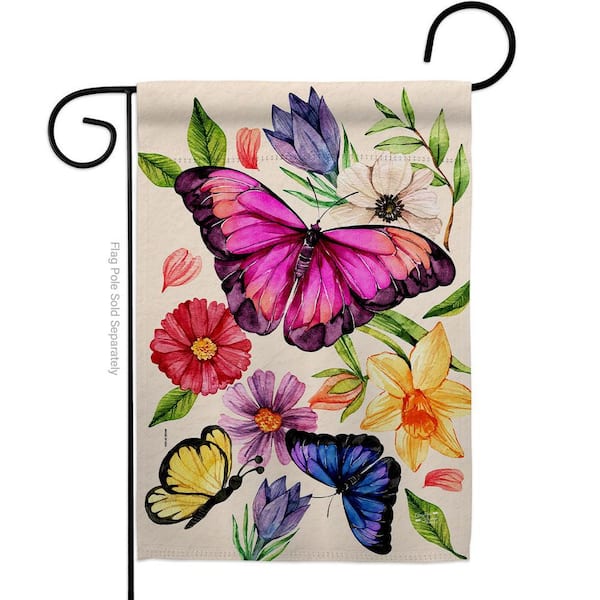 13 in. x 18.5 in. Watercolor Butterflies Garden Friends Garden Flag Double-Sided Decorative Vertical Flags