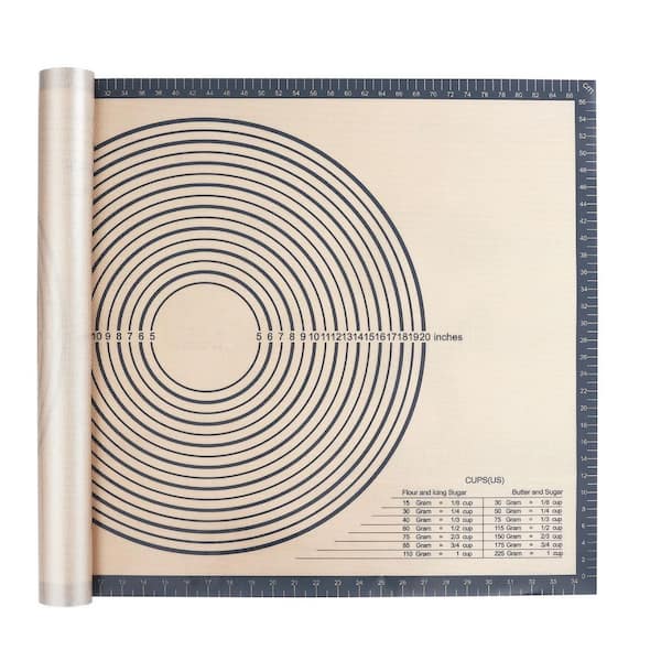 Extra Thick Silicone Pastry Mat Gray Non-Slip Surface with Measurements Food Grade for Baking Kneading Rolling