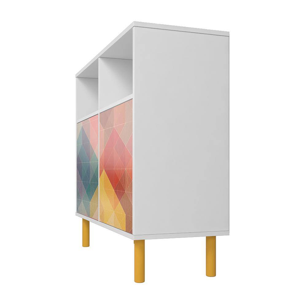 Retro Multi-Color Print Sideboard with Yellow Legs