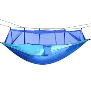 8.5 ft. Portable 600 lbs. Load 2-Persons Outdoor Hiking Camping Hammock with Mosquito Net in Blue