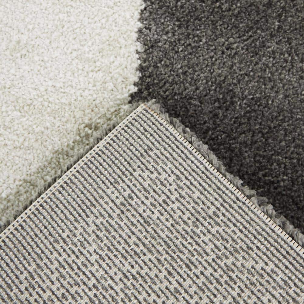 Reinhart Dark Gray and White Checkered Synthetic Area Rug