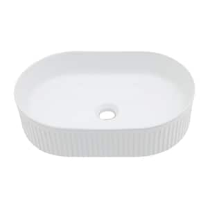 19.3 in . White Double Oval Porcelain Ceramic Bathroom Vanity Vessel Sink without Faucet Drop In