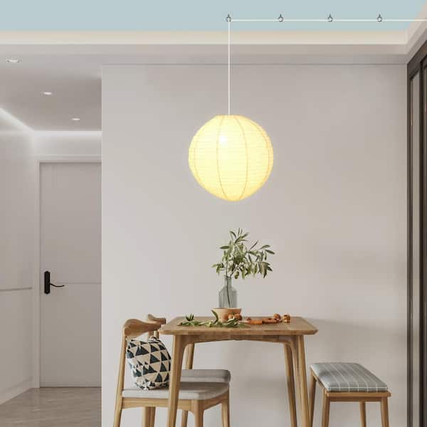 MPG Orb 16 in. 60-Watt 1-Light Ivory Hanging Lantern Pendant-Light