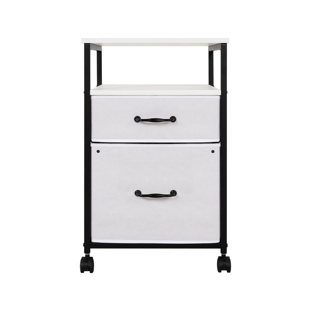 HOMESTOCK Rolling Fabric Cabinet - Stylish and Versatile Storage Cart with Drawers : Ideal for Home, Office, and Bedroom, White -  70076HD