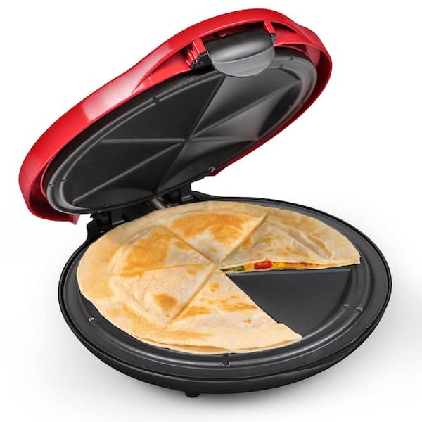 TACO TUESDAY 50.25 sq. in. Red Quesadilla Maker with Extra Stuffing Latch  TCTEQM8RD - The Home Depot