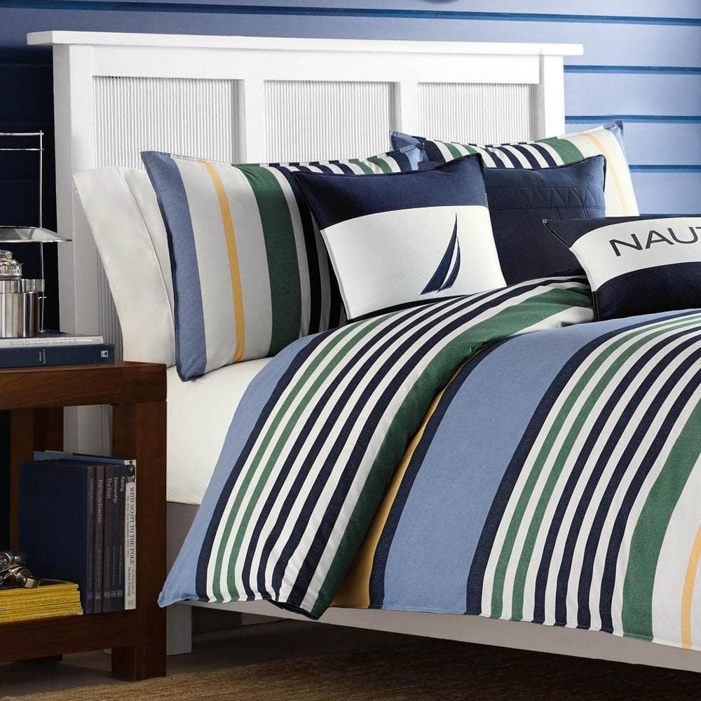 Dover Blue Twin Cotton Reversible Comforter Set