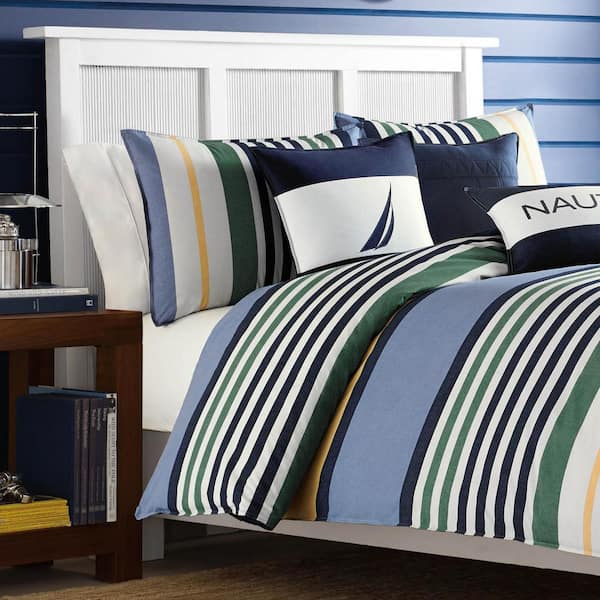 Dover Blue Striped Cotton Comforter Set