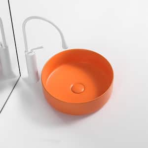 Modern Style Ceramic Circular Vessel Bathroom Sink Art Sink in Orange