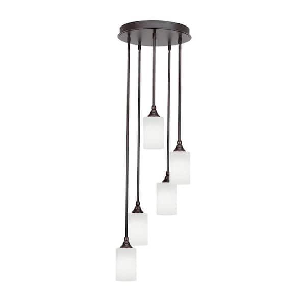 Unbranded Villa 5 Light Dark Granite Pendant, Cluster Pendant Light with 4 in. White Muslin Glass Shades, No Bulbs Included