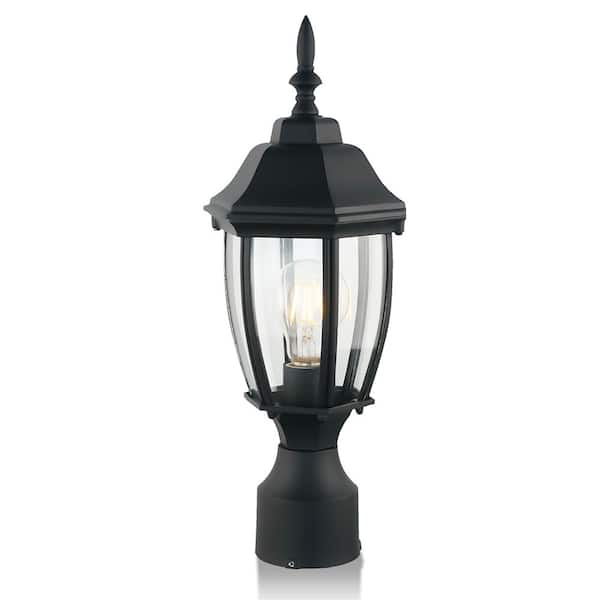 Sunpez Dusk to Dawn Light 1-Light Fixture Black Metal Hardwired Outdoor Waterproof Post Light with No Bulbs Included (1-Pack)