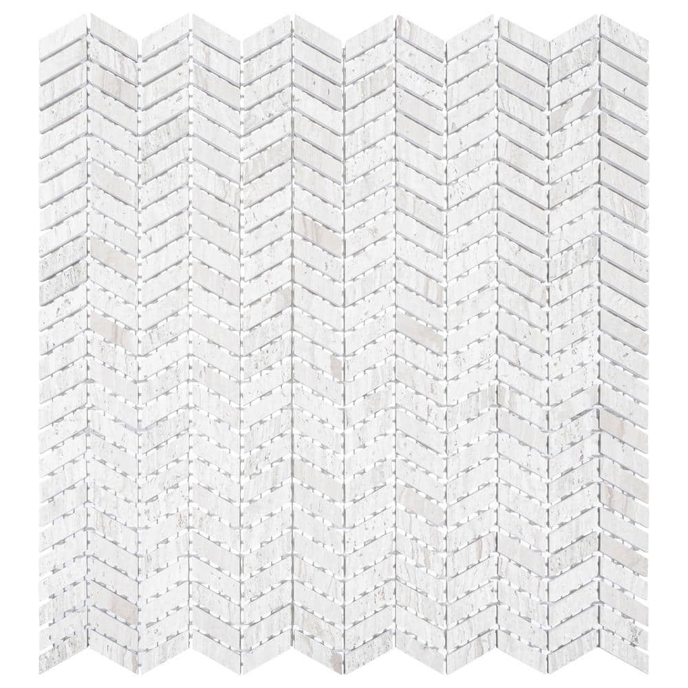 Rhythm Reggae 5/16 in. x 1 in. Herringbone Pattern Matte Marble Natural Sto