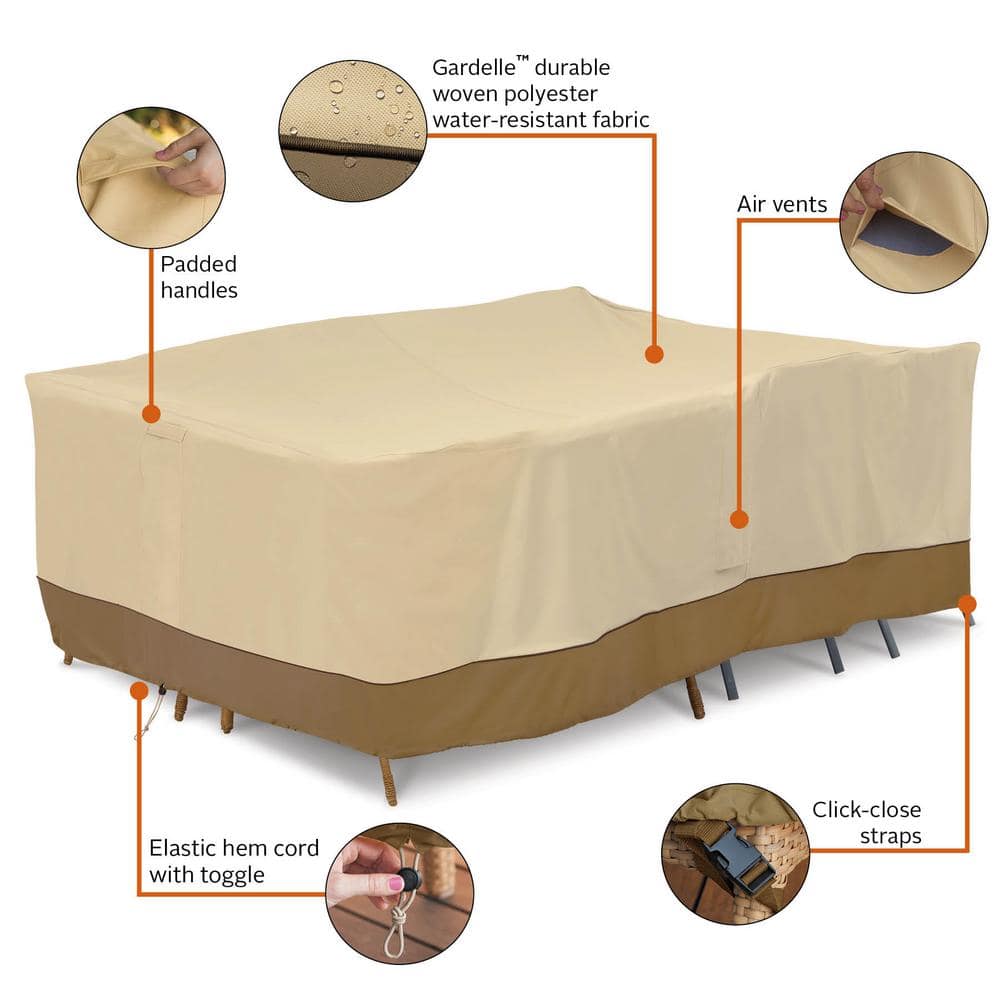 Extra Large Beige and Brown Water-Resistant Patio Furniture Cover