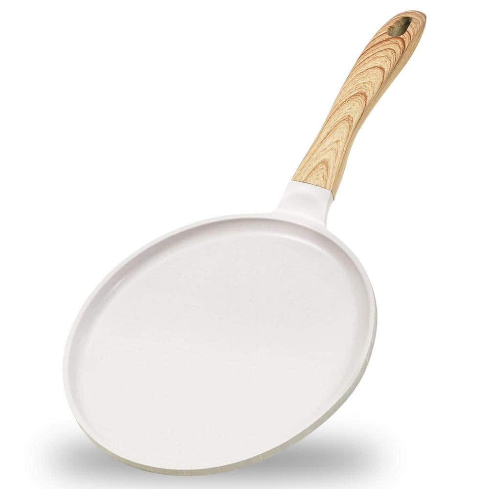 9.5 in. Aluminum Healthy Granite Nonstick Coating Crepe Pan in Beige Heat-R