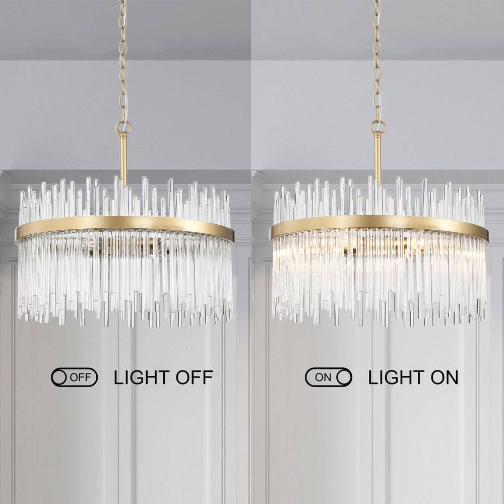 Casandra 5-Light Shiny Bronze Chandelier with Clear Crystal Bars
