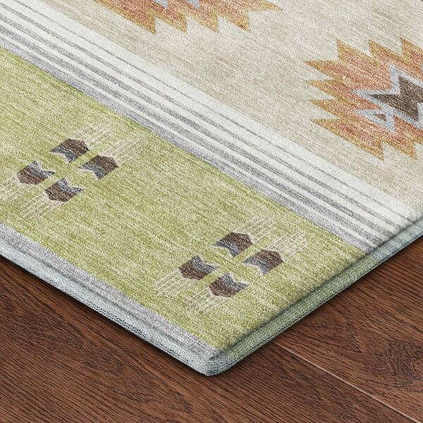 Mayfield Premium Machine Washable Abstract AMF2541 Aloe 2 ft. x 3 ft. Accent Rug