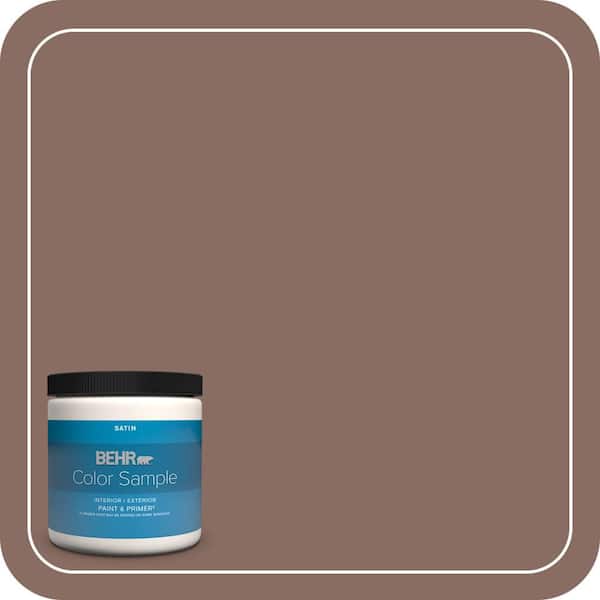 BEHR PREMIUM PLUS 8 oz. #N150-5 French Truffle Satin Enamel Interior/Exterior Paint & Primer Color Sample