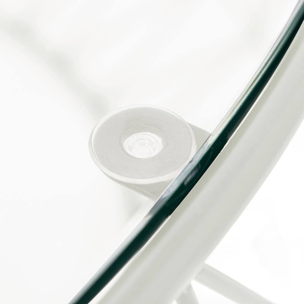 White Round Glass Top Coffee Table with Metal Base