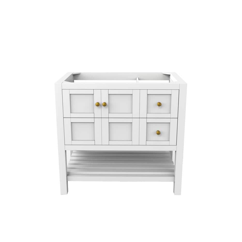 Alicia 35 in. W x 21.75 in. D x 32.75 in. H Bath Vanity Cabinet without Top in Matte White with Gold Knobs price history on PriceWatchPro