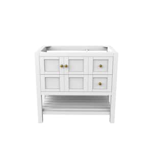Alicia 35 in. W x 21.75 in. D x 32.75 in. H Bath Vanity Cabinet without Top in Matte White with Gold Knobs