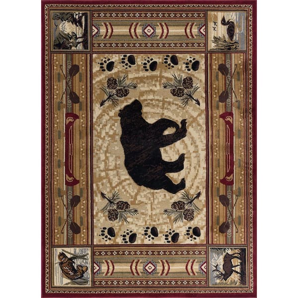 Nature Red 8 ft. x 10 ft. Lodge Area Rug
