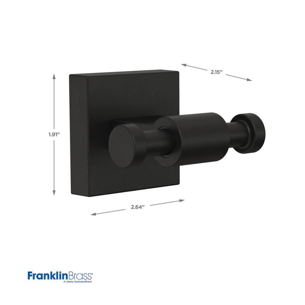 Matte Black Square Wall Mounted Double J-Hook Towel Holder