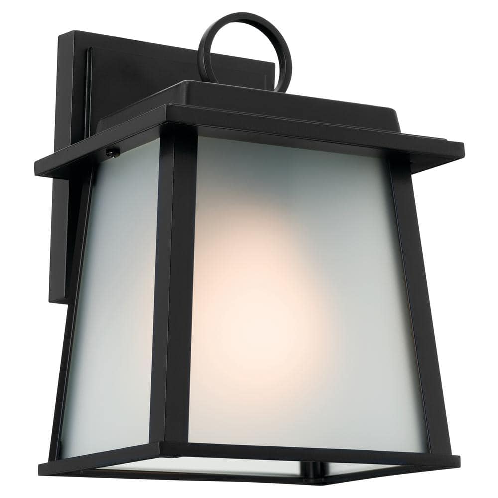 KICHLER Noward 8.75 in. 1-Light Black Outdoor Hardwired Wall Lantern Sconce with No Bulbs Included (1-Pack)