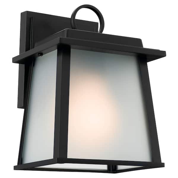 KICHLER Noward 8.75 in. 1-Light Black Outdoor Hardwired Wall Lantern Sconce with No Bulbs Included (1-Pack)