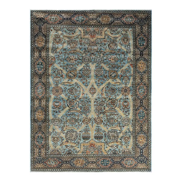 Serapi Light Blue 6 ft. x 9 ft. Tribal Wool Indoor Area Rug