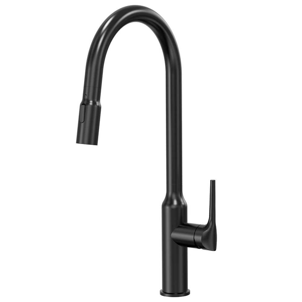 20.16 in. H Stainless Steel 1-Handle Pull Down Sprayer Kitchen Faucet Hot and Cold with 360° Swivel in Matte Black price history on PriceWatchPro