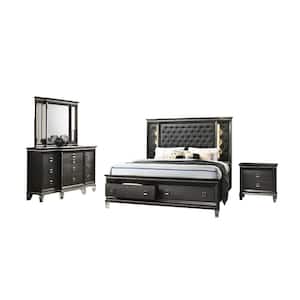 Bellagio 4-Piece Metallic Gray Eastern King Platform Bedroom Set