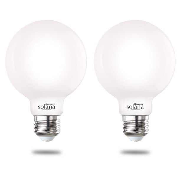 Bulbrite 60 Watt Equivalent G25 with Medium Screw Base E26 in Milky Finish Dimmable 2200-6500K Solana WIFI LED Light Bulb 2-Pack