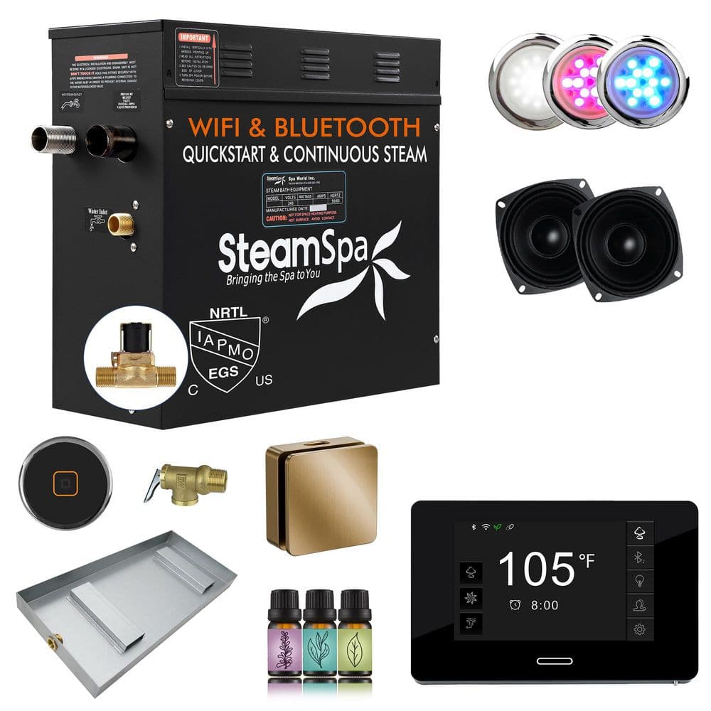 Black Series 6000-Watt Steam Generator with Advanced Touch Screen, BLUETOOTH WIFI Control, and Auto Drain in Gold price history on PriceWatchPro