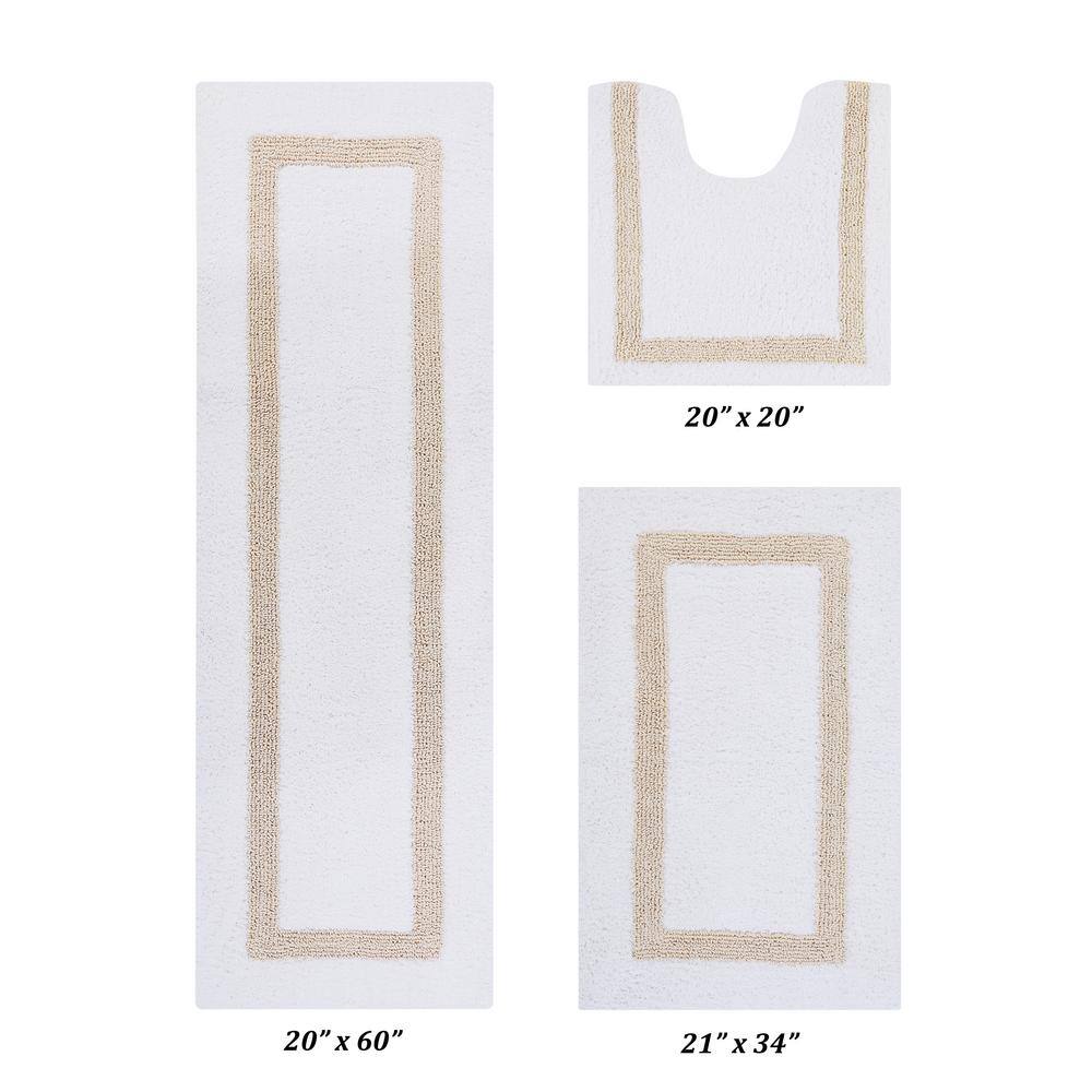 "Hotel Collection White/Sand (20"" x 20"" : 21"" x 34"" : 20"" x 60"") 100% Cotton 3 Piece Bath Rug Set" price history on PriceWatchPro