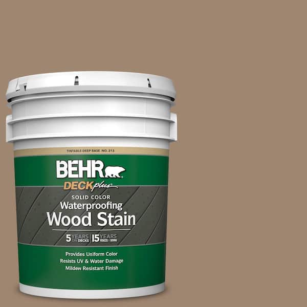 BEHR DECKplus 5 gal. 700D5 Toffee Crunch Solid Color Waterproofing Exterior Wood Stain 21305