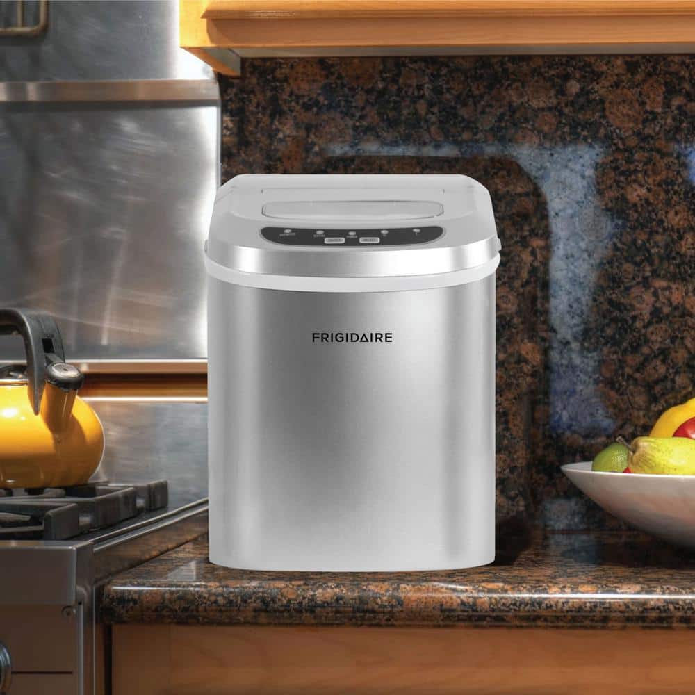 Silver Compact Countertop Portable Ice Maker with 26 lbs Capacity
